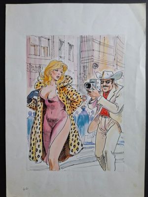 Manara, Milo - 1 Original colour drawing - Il Montatore - Il Provino - 1978 | Catawiki