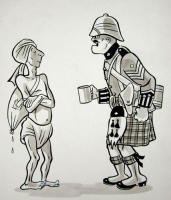 India Independence British Colonialism Political Cartoon Original Art 1940-50s | eBay US (Buy It Now)