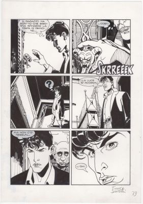 Franco Saudelli | Tavola originale per Dylan Dog 177 ‘Il discepolo’. Cm. 25 x 36. SBE 2001. Pag. 79 | Art e Fumetto