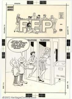 Unknown Artist - Original Cover Art to Pep (Archie, early ’60s). Not sure of the artist or the exact issue, but - | Heritage