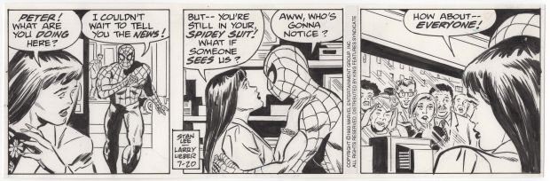 Larry Lieber – Stan Lee | Striscia originale The Amazing Spider-Man. Cm. 35,5 x 11. Marvel/King Features Syndicate 7-20-1993. | Art e Fumetto