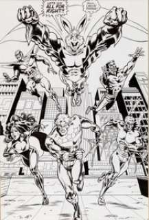 Brian Buniak Blue Ribbon Comics #13 Splash Page 23 Original Art (Archie, 1984). Thunder Bunny and the Mighty - | Heritage