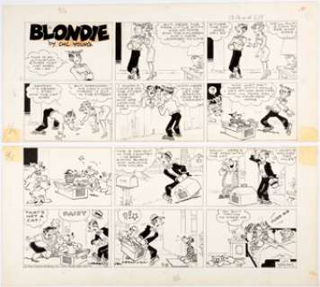 Chic Young Blondie Sunday Comic Strip Original Art dated 5-8-66 (King Features Syndicate, 1966). Dagwood and - | Heritage