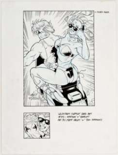Matt Haley and Tom Simmons Wildstorm Swimsuit Trading Card #75  Illustration Grifter and Zealot Original Art -