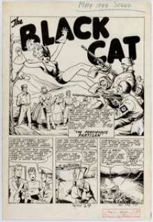 Joe Kubert Speed Comics #32 "Black Cat" Story Splash Original Art (Harvey, 1944).... | Heritage