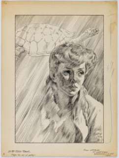 Virgil Finlay Galaxy Magazine Vol 23 #3 Page 40 Spot Illustration Original Art (Galaxy Publishing, 1965).... | Heritage