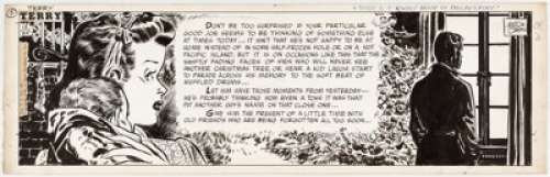 Milton Caniff Terry and the Pirates Christmas Day Comic Strip Original Art dated 12-25-46 Original Art (Chicago Tr... | Heritage