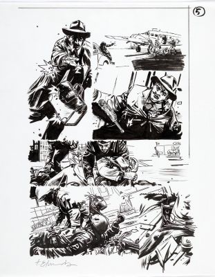 Tommy Lee Edwards | Tavola originale per Bullet Points #1  page 5. Marvel 2007. Cm. 34 x 42. China su carta. Firmata. | Art e Fumetto