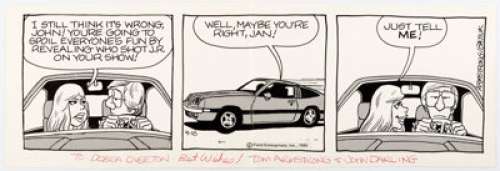  - Tom Armstrong John Darling Daily Comic Strip Original Art dated 9-16-80 (Field Enterprises, 1980). The question that -