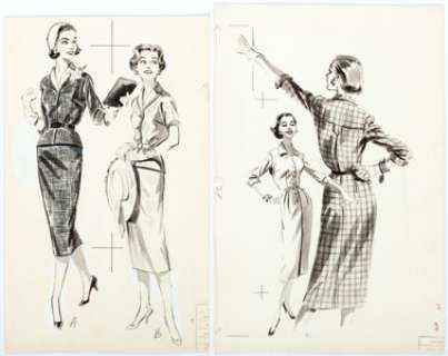Butterick Printed Patterns Original Fashion Art Group of 10 (Butterick, c. 1950s).... (Total: 10 Original Art) | Heritage