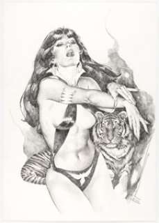 José "Pepe" Gonzalez - Vampirella with Tiger Illustration Original Art (2005).... | Heritage