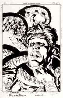 Yanick Paquette and Sean Parsons Gambit #23 Cover Original Art (Marvel, 2000). Gambit encounters a nasty run-in -