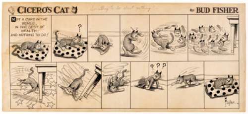 Al Smith (signing as Bud Fisher) - Cicero‘s Cat Sunday Comic Strip Original Art dated 7-8-51 (King Features Syndicate, 1951).