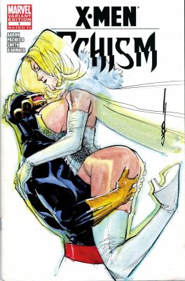 WHITE QUEEN/EMMA FROST CYCLOPS COLOR ORIGINAL ART ON SKETCH COVER SIGNED UKO SMITH