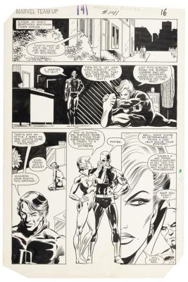 Lot 435 - [Original Comic Art ] GREG LaROCQUE and MIKE ESPOSITO * MARVEL TEAM-UP #141, Page 16 * Daredevil & Black Widow