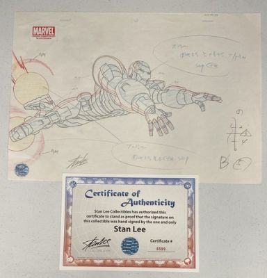 Marvel Original Animation Art Iron Man Production Cel Sketch Signed by Stan Lee | eBay US (Buy It Now)