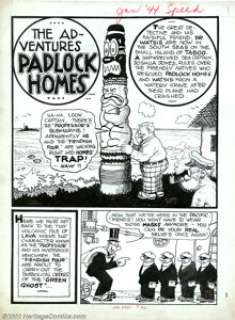 Ed Wheelan - Original Art for Speed Comics #30 - Complete 5-page Story "The Adventures of Padlock Homes" - | Heritage