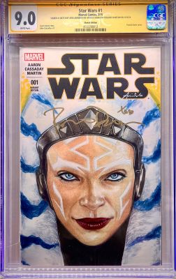 Ario Anindito - AHSOKA TANO sketch signed by ROSARIO DAWSON & ARIO ANINDITO CGC 9.0