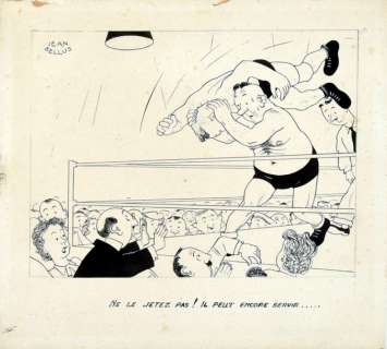 BELLUS, Jean (1911-1967) et GRING Robert (1922-1995) - Lot 1 - Ne le jetez pas, il peut encore servir... Encre de Chine sur papier pour ce dessin...