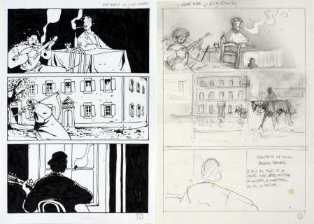 LE FLOC‘H, Bruno (1957... - Lot 149 - Paysage au chien rouge Planche 50 et son crayonné....