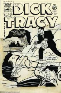 Al Avison - Original Art Cover for Dick Tracy #62 (Harvey, 1954). Underwater cover. Logo masthead is a recent - | Heritage