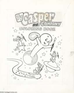 Warren Kremer - TV Casper and Company Coloring Book Cover Original Art (undated). Harvey TV stars Casper, Little - | Heritage