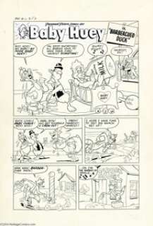 Marty Taras - Paramount Animated Comics #11 Complete 5-page Baby Huey Story "Barbecued Duck" Original -