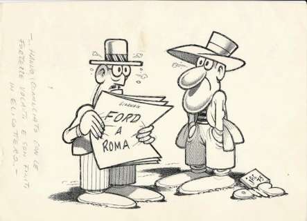 Jacovitti, Benito - original illustration "Jak Politik - Ford a Roma" (1975) | Catawiki