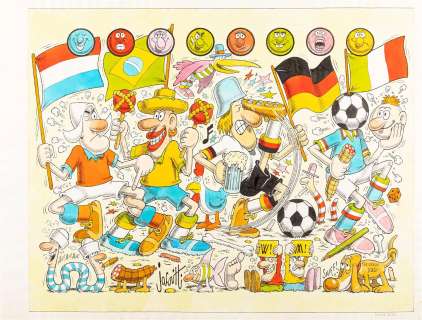 Jacovitti Benito - "Mondiali di calcio ", anni â€™80 | Finarte