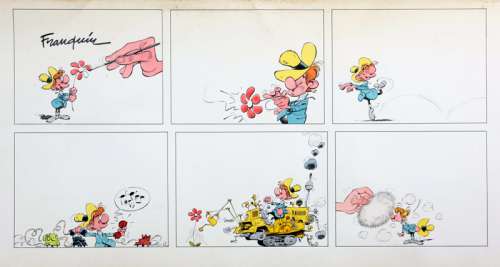 Franquin | C’est le printemps, demi planche de six cases issu… | Banque Dessinée
