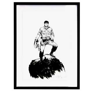 PAOLO GRELLA (NÉ EN 1980) - Lot #47 - Bob Morane, quatrième de couverture. Sous cadre Encre de Chine, signé 60 x 40 cm