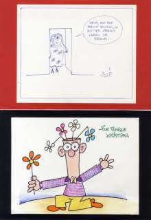 DIVERS ARTISTES - Lot 58 - Ensemble de dessin dédicaces Ã  l‘encre de chine et encres de couleurs sur papier…