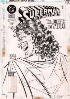 Denis Rodier, Kieron Dwyer - Action Comics #714 Cover Art - Joker Superman - Signed - 1995