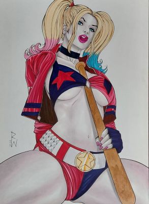 Rick Waekmann | Harley Quinn Illustration, 11"X17" | Raremarq (Buy It Now)
