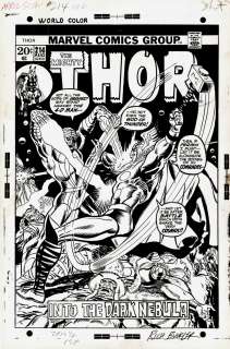 Frank Giacoia, Mike Esposito, Rich Buckler - Thor #214 Cover (Thor Battles Mercurio: the 4-D Man, As Hogun, Fandral, & Hildegarde Lay Defeated on the Ground!) 1973