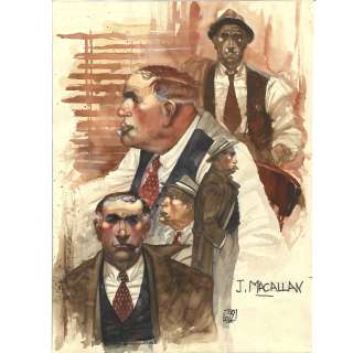 Ledroit Olivier (Né En 1969). Xoco. | Etude couleur du commissaire Macallan. Technique mixte. Encre, crayon et acrylique. Dimensions : 39,5 x 29,5 cm. Signé. | HVMC