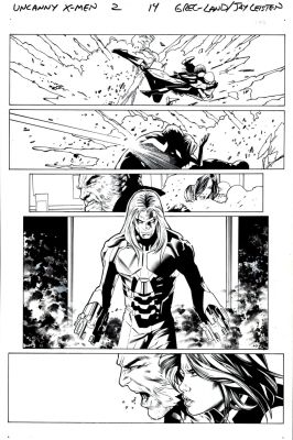 Greg Land, Jay Leisten | Uncanny X-Men #2 P 14 (Sabretooth & Psylocke Watching a Battle!) 2015 | Romitaman