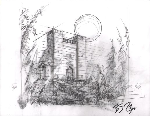 Brian Snoddy | Medieval Castle Architectural Layout in Pencil - Signed | Anthony’s Comic Book Art
