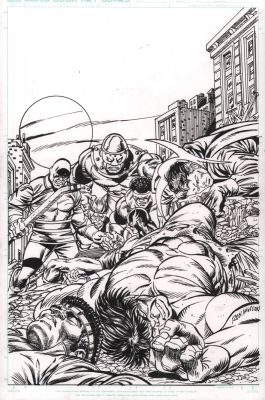 Ron Wilson | Defenders Cover Re-Creation (?) - Signed | Anthony’s Comic Book Art