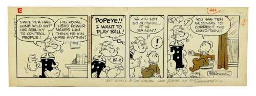 Bob Sagendorf (American, 1915-1994), original four panel comic strip of Popeye, ink on paper, signed | misc / divers