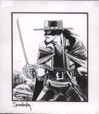 Sean Gordon Murphy | Zorro: Man of the Dead #3 Cover Study - Tight Zorro Drawing - Signed | Anthony’s Comic Book Art