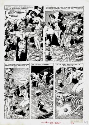 Reed Crandall | Creepy #58 P 9 (Soul And Shadow! Bikini Gal Watches Her Warrior Turn Into a Skeleton!) Large Art - 1973 | Romitaman