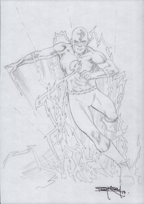 Barry Kitson | The Flash Running Pencil Art - Signed - 2017 | Anthony’s Comic Book Art