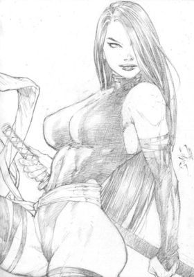 Ed Benes | Psylocke - 09"x12" Pencil | Ed Benes