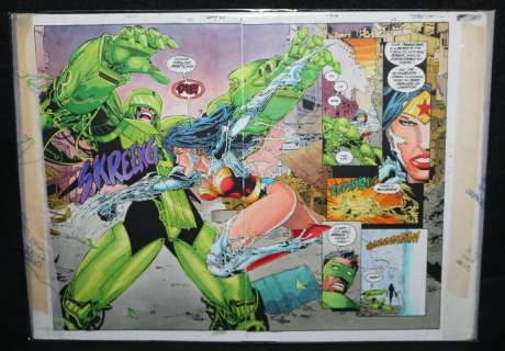 John Kalisz, Walden Wong - Jla / Witchblade #1 Pgs. 42 & 43 Color Guide Art Dps - Witchblade Wonder Woman Action - 2000