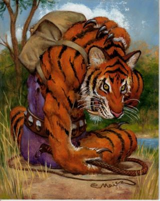 Don Maitz | Guardians Collectible Fantasy Card Painting: Tiger Baloo Tcg Fantasy Card Game (Published Card Included!) | Romitaman