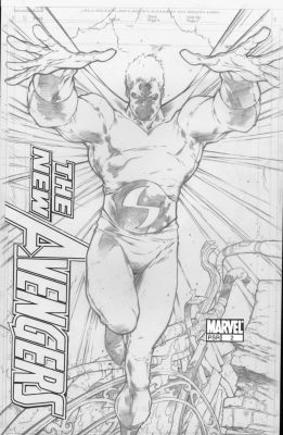 Joe Quesada | Hairsine, Trevor & Joe Quesada - New Avengers #2 Finished Pencil Cover, Sentry - Cover Variant 2005 | Cool Lines Art