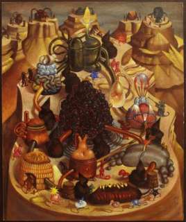 Nicole Claveloux - Métabolismes,1989 Huile sur toile marouflée sur panneau, encadré 53 x 60 cm