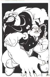 Damion Scott | Wonderful Damion Scott Drawing of Popeye Vs. Bluto! | ComicArtFans Classifieds