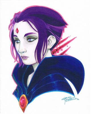Charles Holbert, Jr | Raven Head Shot Pinup Dc Teen Titans | TDArt
